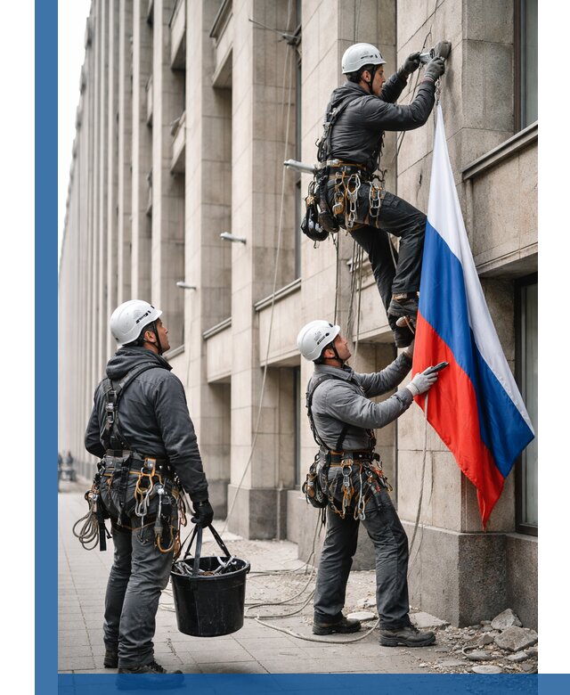 Профессиональная установка флагов на фасаде в Новороссийске