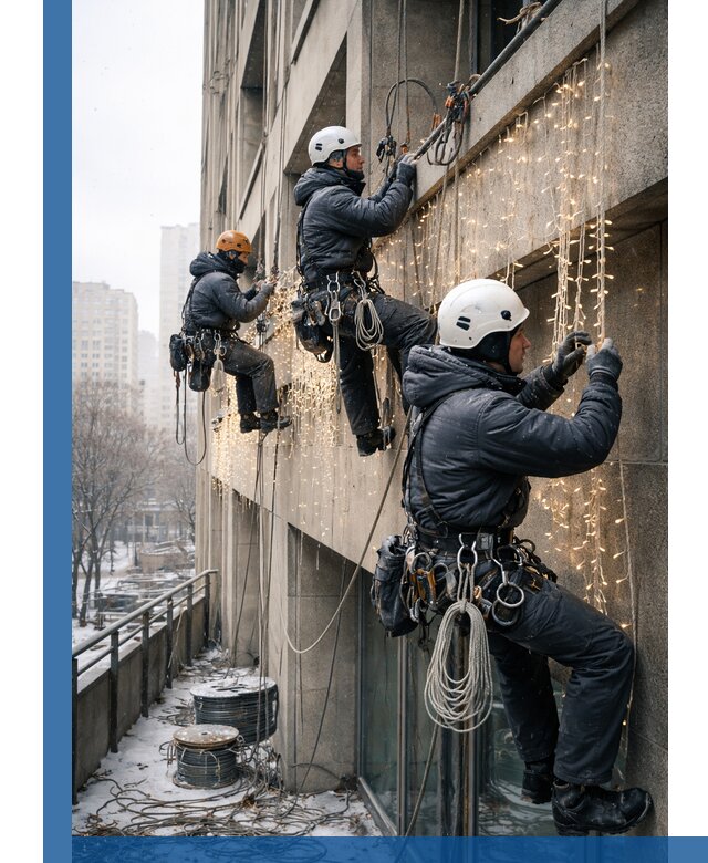 Монтаж новогодней иллюминации и украшение фасадов в Новороссийске