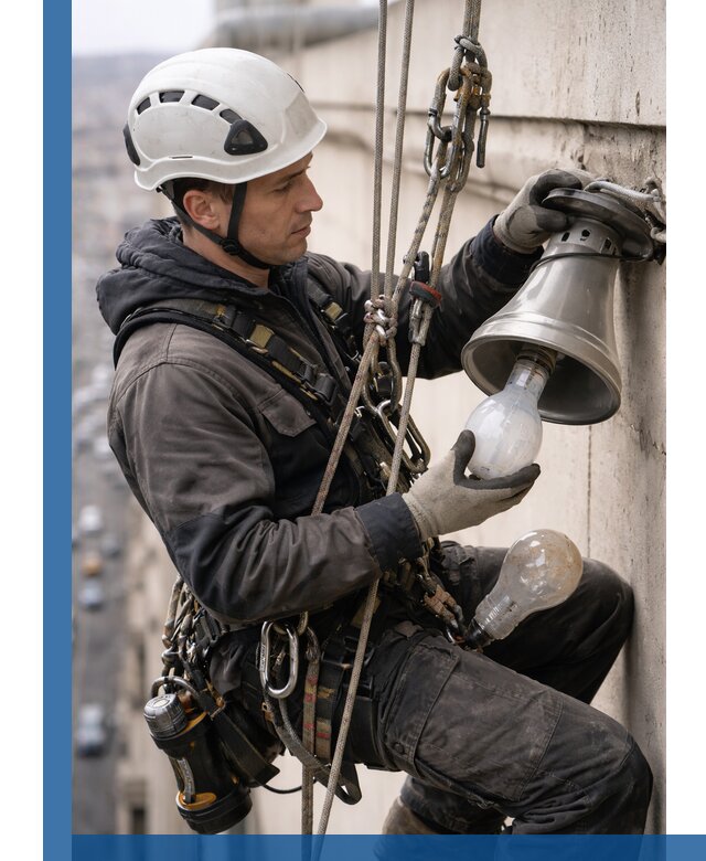 Замена ламп на высоте в Новороссийске профессионально и быстро