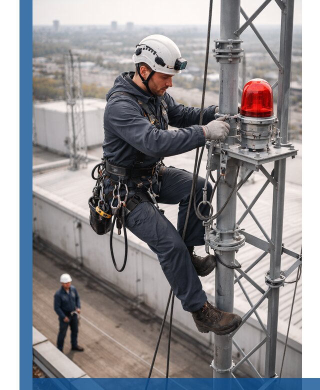 Монтаж заградительных огней и обслуживание объектов в Новороссийске