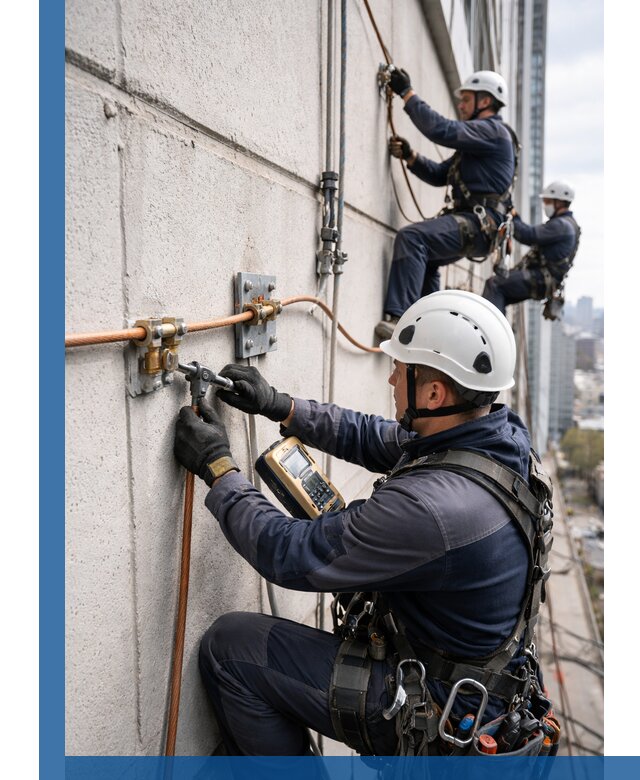 Монтаж системы заземления здания и молниезащиты в Новороссийске