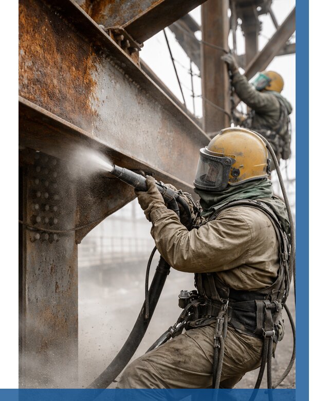 Пескоструйная очистка металлоконструкций в Новороссийске по 612 р.  ВЫСОТНИК-Нвр