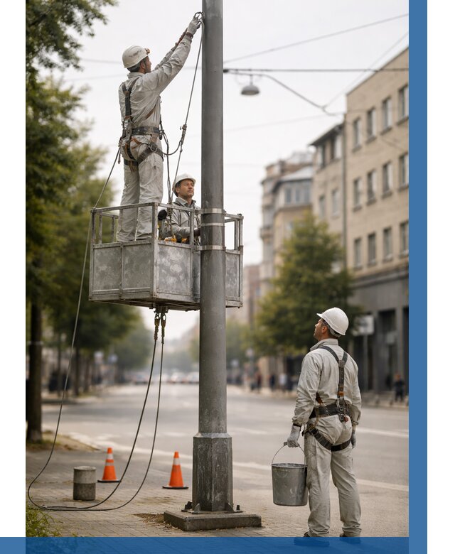 Покраска опор освещения в Новороссийске от 5104 р. | ВЫСОТНИК-Нвр