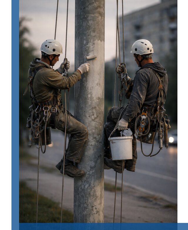 Покраска опор освещения и антикоррозийная защита в Новороссийске