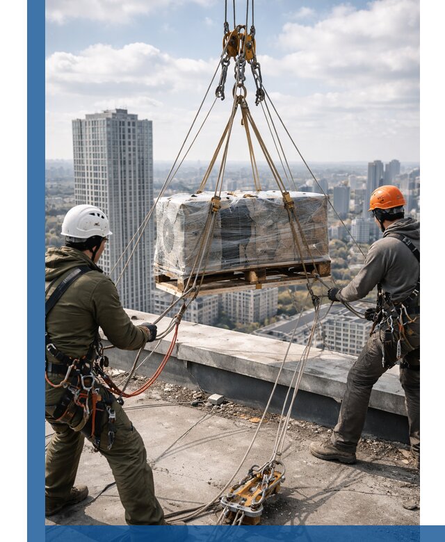 Подъем и монтаж крупногабаритных грузов на крышу в Новороссийске