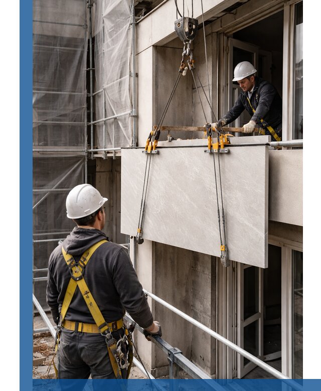 Подъем керамогранита на этаж в Новороссийске грузчиками и техникой