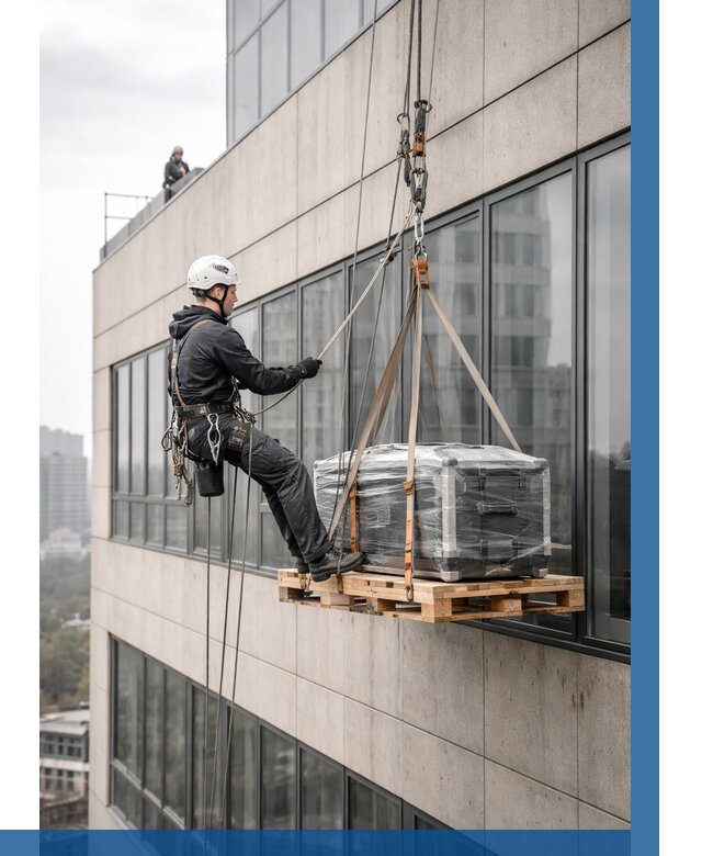 Спуск груза по фасаду в Новороссийске от 3573 р. | ВЫСОТНИК-Нвр