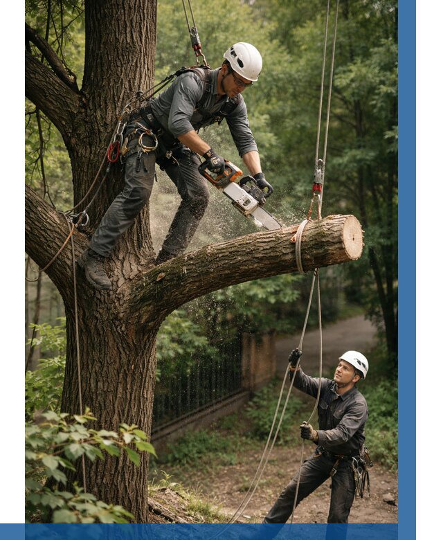 Спил деревьев альпинистами в Новороссийске от 8166 р. | ВЫСОТНИК-Нвр