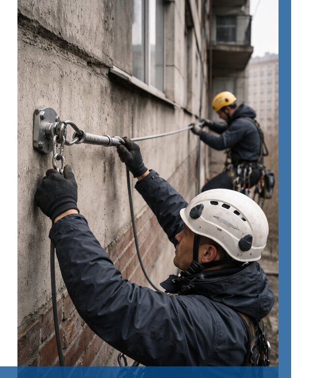 Монтаж анкерных линий в Новороссийске от 3062 р. | ВЫСОТНИК-Нвр