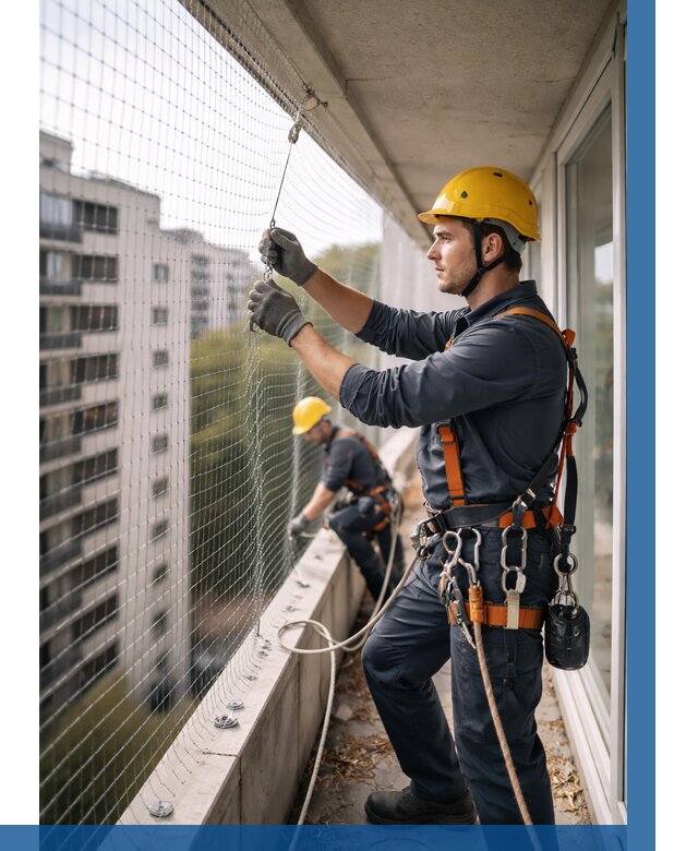 Монтаж сетки от птиц в Новороссийске от 4594 р. | ВЫСОТНИК-Нвр