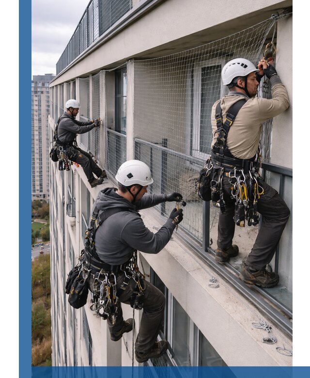 Профессиональный монтаж защитной сетки от птиц в Новороссийске